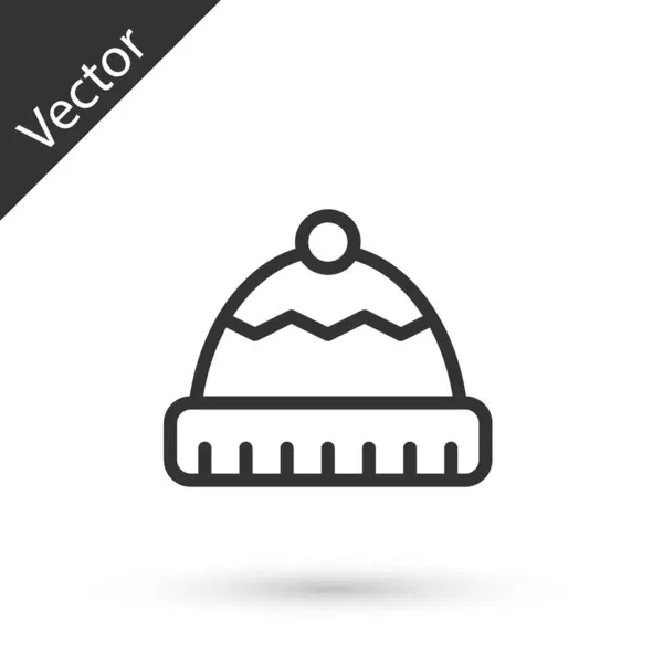 Серая Линия Зимняя Шляпа Значок Изолирован Белом Фоне Вектор — стоковый вектор