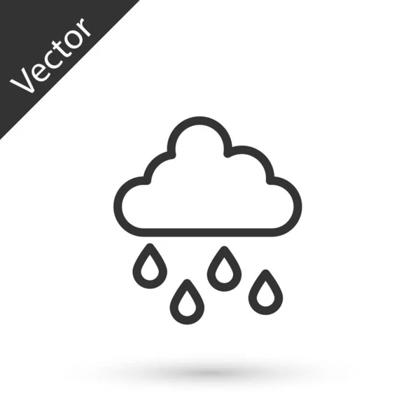 Nube Línea Gris Con Icono Lluvia Aislado Sobre Fondo Blanco — Archivo Imágenes Vectoriales