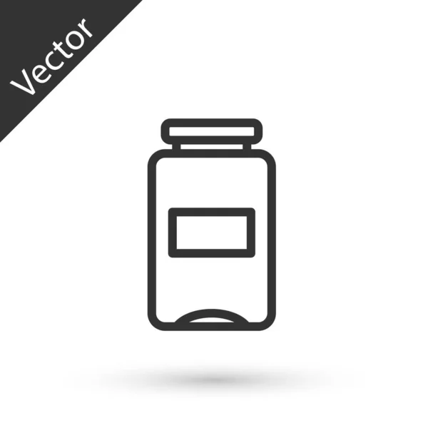 Grijze Lijn Jam Pot Pictogram Geïsoleerd Witte Achtergrond Vector — Stockvector