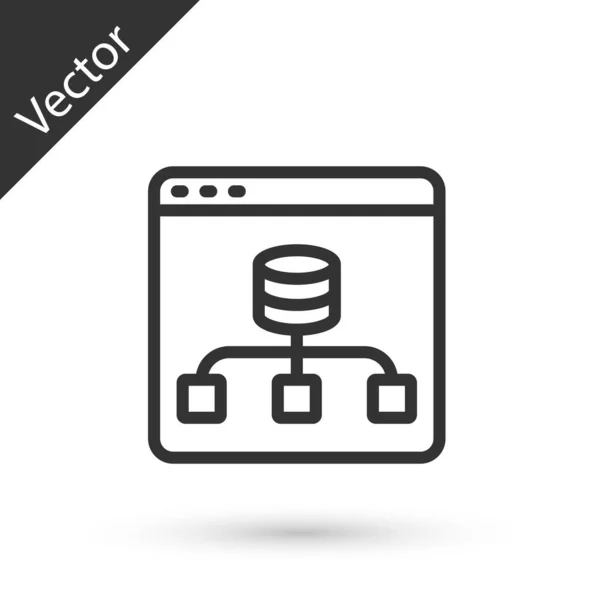 Grey Line Server Data Web Hosting Icon Isolated White Background — Stock Vector