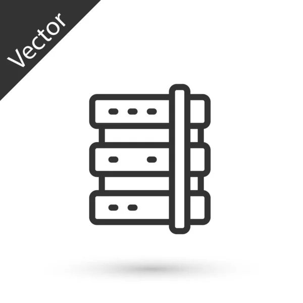 Grey Line Server Data Web Hosting Ikona Izolované Bílém Pozadí — Stockový vektor