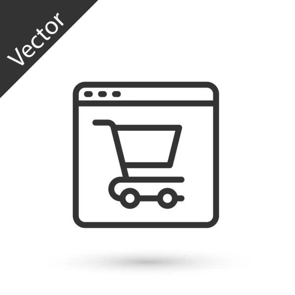 Šedá Čára Online Nakupování Obrazovce Ikony Izolované Bílém Pozadí Koncepce — Stockový vektor