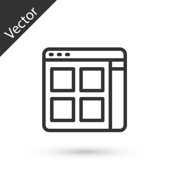 Línea Gris Icono Archivos Del Navegador Aislado Sobre Fondo Blanco — Vector de stock