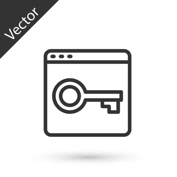 Línea Gris Asegure Sitio Con Https Icono Ssl Aislado Sobre — Vector de stock