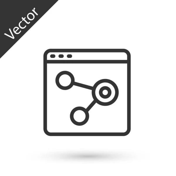 Grijze Lijn Browser Venster Pictogram Geïsoleerd Witte Achtergrond Vector — Stockvector