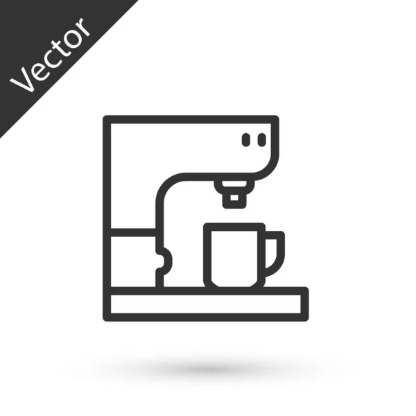 Línea Gris Icono Máquina Café Aislado Sobre Fondo Blanco Vector — Vector de stock