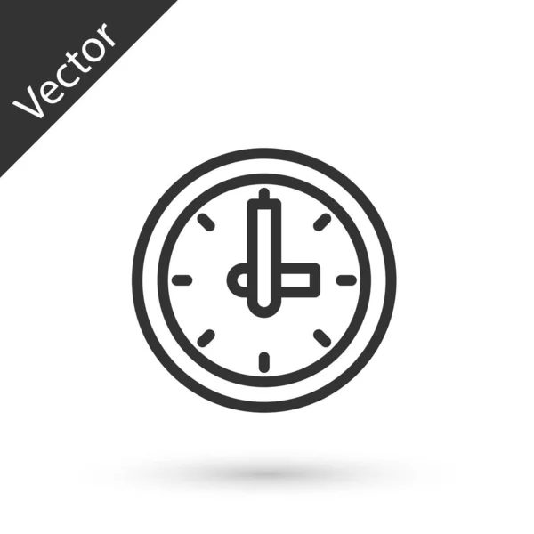 Grey Line Clock Icon Isolated White Background Time Symbol Vector — Stock Vector