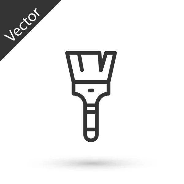 Grey Line Paint Brush Icon Isolated White Background Vector — Stock Vector