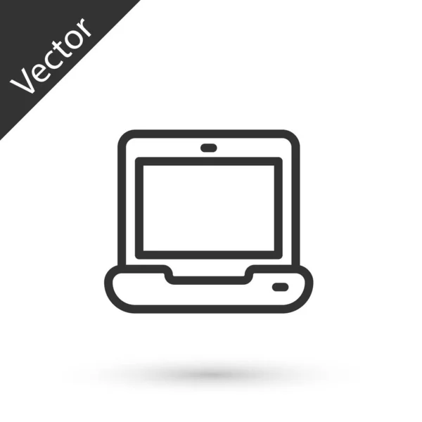 Línea Gris Icono Del Ordenador Portátil Aislado Sobre Fondo Blanco — Vector de stock