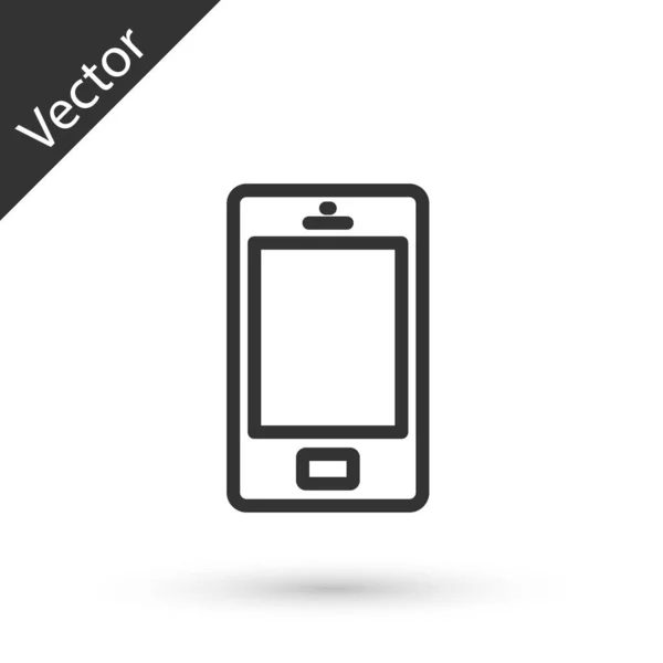 Línea Gris Smartphone Icono Del Teléfono Móvil Aislado Sobre Fondo — Vector de stock