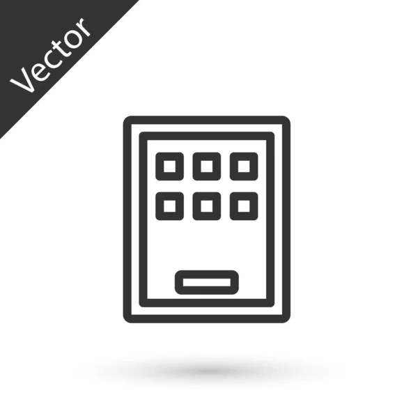 Línea Gris Icono Gráfico Tableta Aislado Sobre Fondo Blanco Vector — Vector de stock