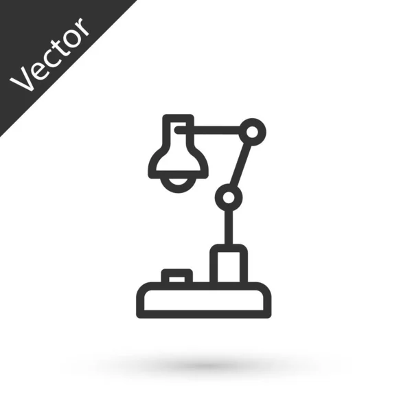 Línea Gris Icono Lámpara Mesa Aislado Sobre Fondo Blanco Vector — Vector de stock