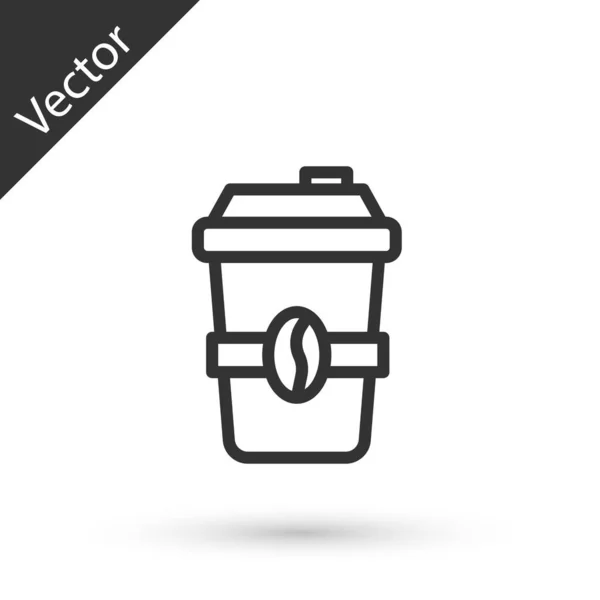 Graue Linie Kaffeetasse Symbol Isoliert Auf Weißem Hintergrund Vektor — Stockvektor