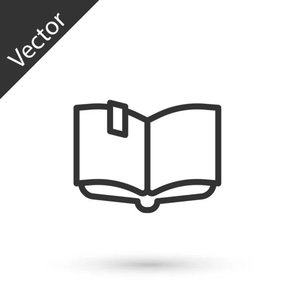 Szürke Vonal Nyílt Könyv Ikon Elszigetelt Fehér Háttérrel Vektor — Stock Vector