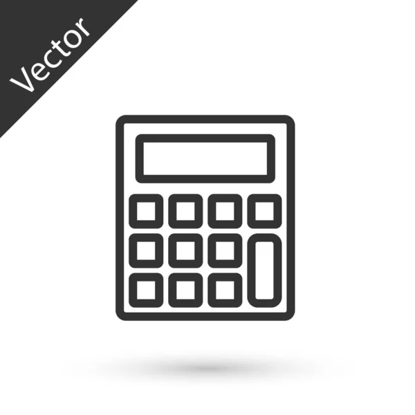 Linha Cinza Ícone Calculadora Isolado Fundo Branco Símbolo Contabilístico Cálculos — Vetor de Stock