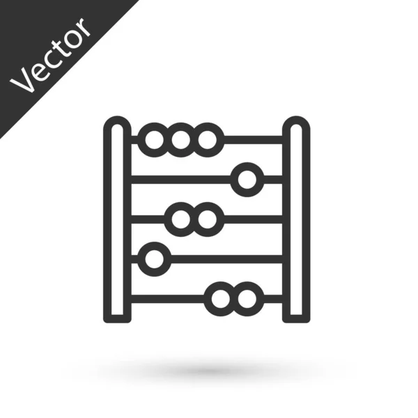 Línea Gris Icono Abacus Aislado Sobre Fondo Blanco Marco Conteo — Vector de stock