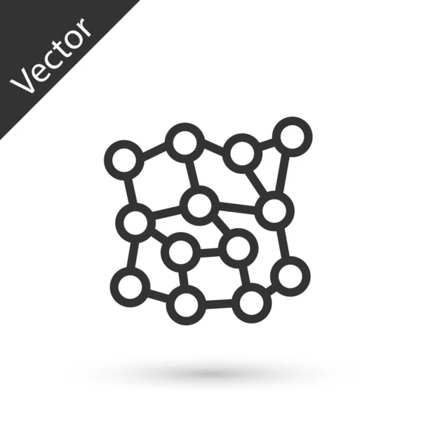 Línea Gris Icono Red Neuronal Aislado Sobre Fondo Blanco Inteligencia — Vector de stock