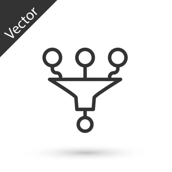 Иконка Воронки Фильтра Серой Линии Изолирована Белом Фоне Вектор — стоковый вектор