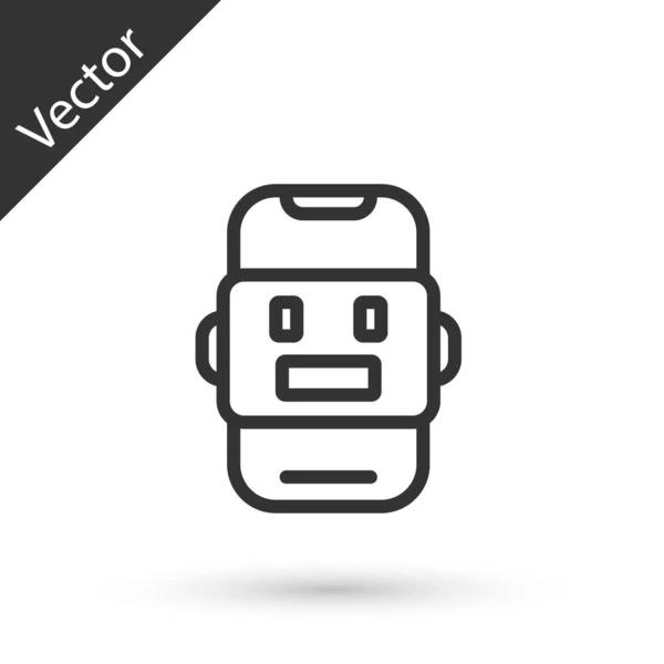 Línea Gris Icono Bot Chat Aislado Sobre Fondo Blanco Icono — Vector de stock