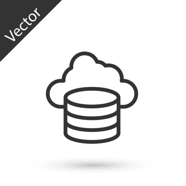 Icono Base Datos Grey Line Cloud Aislado Sobre Fondo Blanco — Vector de stock