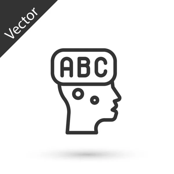 Línea Gris Icono Aprendizaje Idiomas Extranjeros Aislado Sobre Fondo Blanco — Vector de stock