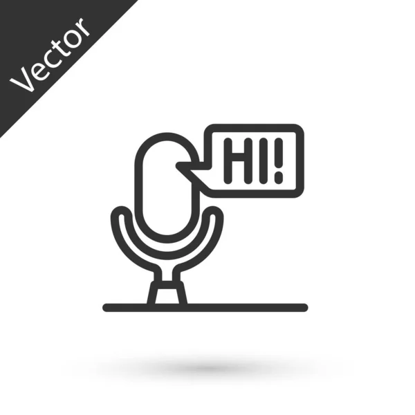 Línea Gris Icono Del Dispositivo Voz Del Micrófono Aislado Sobre — Vector de stock