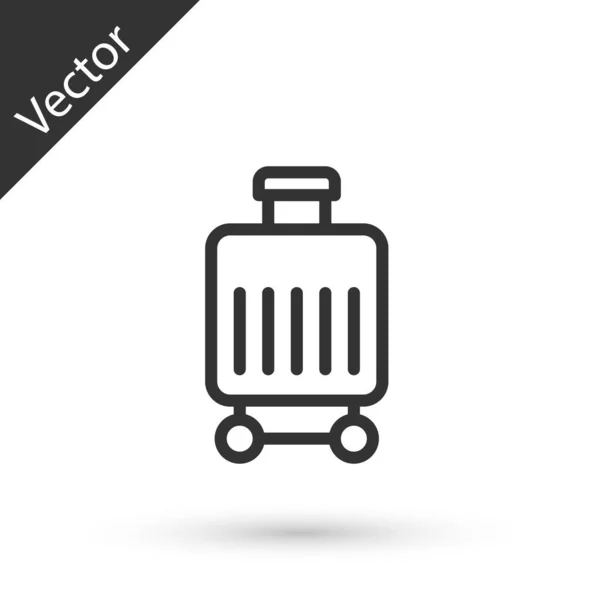 Maleta Línea Gris Para Icono Viaje Aislado Sobre Fondo Blanco — Vector de stock