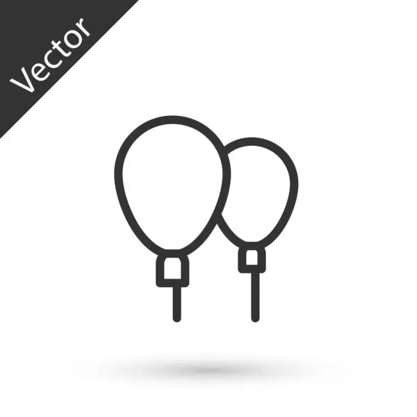 Línea Gris Globos Con Icono Cinta Aislado Sobre Fondo Blanco — Vector de stock