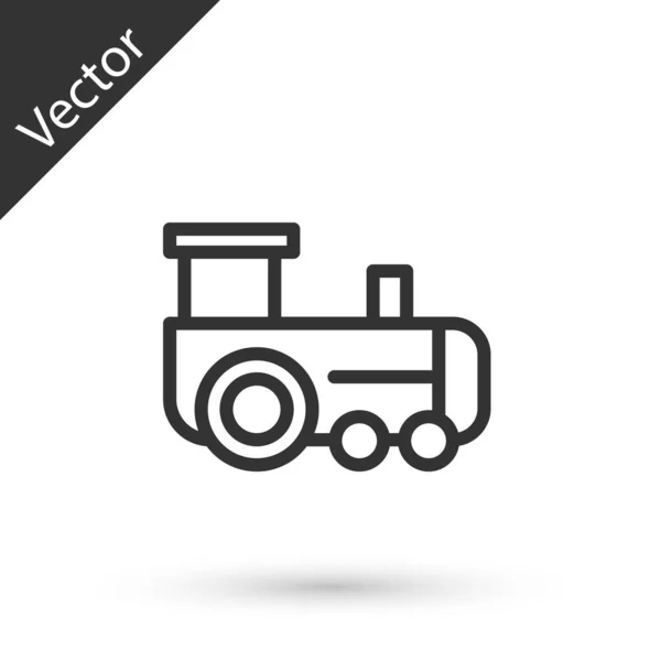 Línea Gris Icono Tren Juguete Aislado Sobre Fondo Blanco Vector — Vector de stock