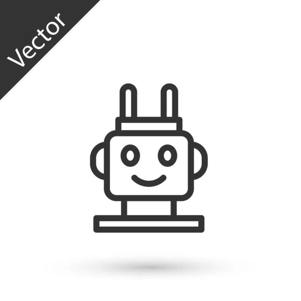 Línea Gris Robot Juguete Icono Aislado Sobre Fondo Blanco Vector — Vector de stock