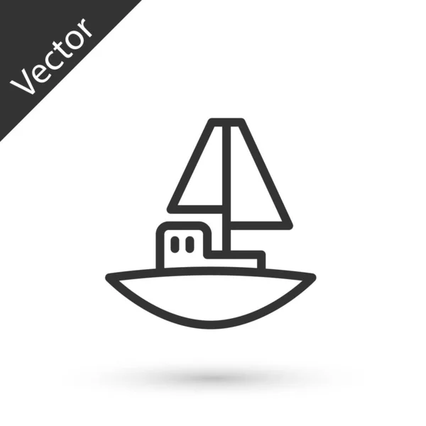 Grey Line Toy Boat Icon Isolated White Background Vector — Stock Vector