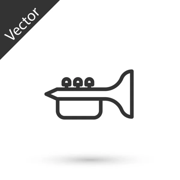 Grey Line Trumpet Icon Isolated White Background Musical Instrument Trumpet — Stock Vector