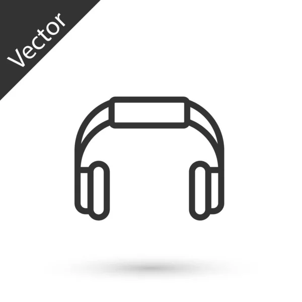 Grey Line Headphones Icon Isolated White Background Earphones Concept Listening — Stock Vector