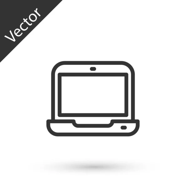 Graue Linie Laptop Symbol Isoliert Auf Weißem Hintergrund Computer Notizbuch — Stockvektor