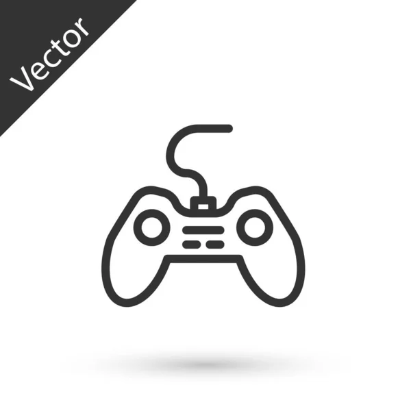 Grijze Lijn Gamepad Pictogram Geïsoleerd Witte Achtergrond Spelregelaar Vector — Stockvector