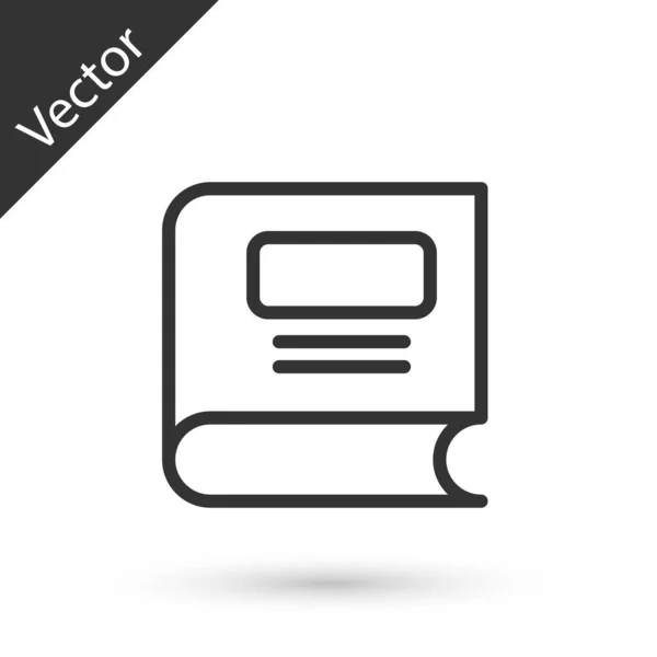 Línea Gris Icono Del Libro Aislado Sobre Fondo Blanco Vector — Vector de stock