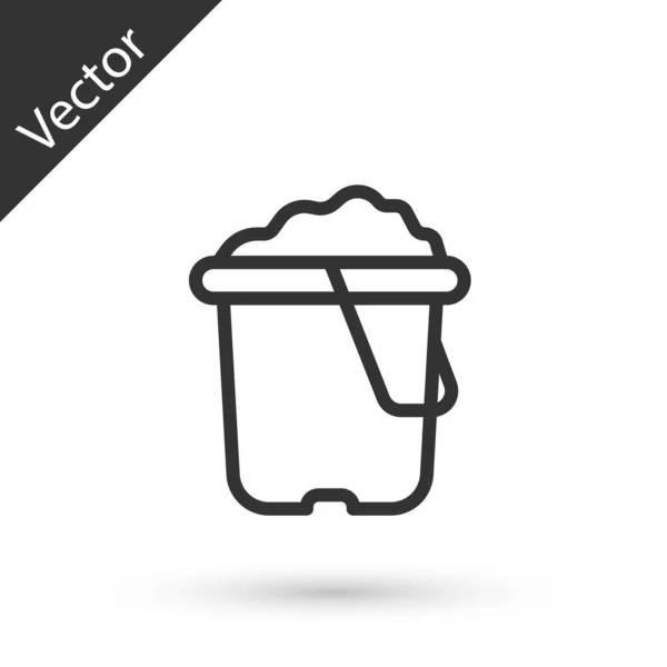 Línea Gris Arena Cubo Icono Aislado Sobre Fondo Blanco Juguete — Vector de stock