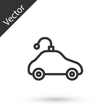 Gri çizgi Radyo kontrollü oyuncak ikonu beyaz arka planda izole edildi. Uzaktan kumandalı oyuncak. Vektör