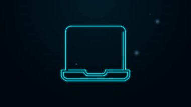 Parlayan neon hattı çevrimiçi poker masası simgesi siyah arkaplanda izole edildi. İnternetteki kumarhane. 4K Video hareketli grafik canlandırması