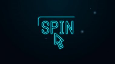 Parlayan neon hattı Slot makinesi döndürme düğmesi simgesi siyah arkaplanda izole edildi. 4K Video hareketli grafik canlandırması