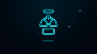 Parlayan neon hat Şanslı tekerlek telefon ikonu siyah arka planda izole edildi. 4K Video hareketli grafik canlandırması