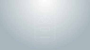 Telefon ikonundaki mavi çizgi. Gri arka planda izole edilmiş. 4K Video hareketli grafik canlandırması