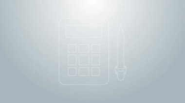 Gri arkaplanda şanslı numaralar simgesi olan mavi çizgi Bingo kartı. 4K Video hareketli grafik canlandırması