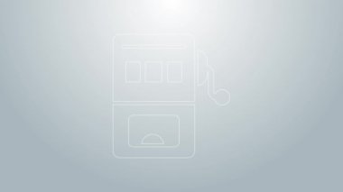 Mavi çizgi Slot makinesi simgesi gri arkaplanda izole edildi. 4K Video hareketli grafik canlandırması