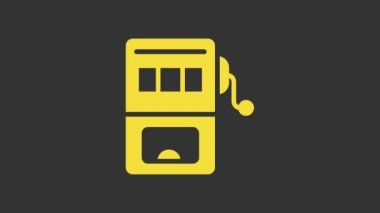 Sarı Slot makinesi simgesi gri arkaplanda izole edildi. 4K Video hareketli grafik canlandırması