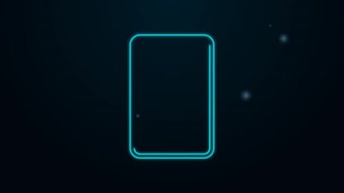 Parlak neon çizgisi üzerinde siyah arkaplanda elmas sembolü olan kart oyunu. Kumarhane kumarı. 4K Video hareketli grafik canlandırması