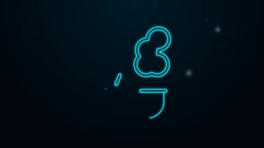 Parlayan neon hattı siyah arka planda izole edilmiş duman simgesi olan sigara piposu. Tütün piposu. 4K Video hareketli grafik canlandırması