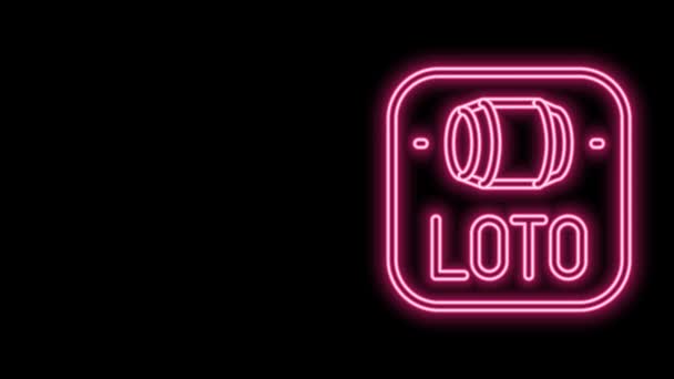 Glödande neon line Lotteri biljett ikon isolerad på svart bakgrund. Bingo, Lotto, kontantpriser. Ekonomisk framgång, välstånd, seger, vinstlycka. 4K Video motion grafisk animation — Stockvideo