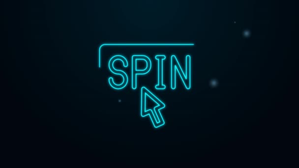 Gloeiende neon lijn Slot machine spin knop pictogram geïsoleerd op zwarte achtergrond. 4K Video motion grafische animatie — Stockvideo