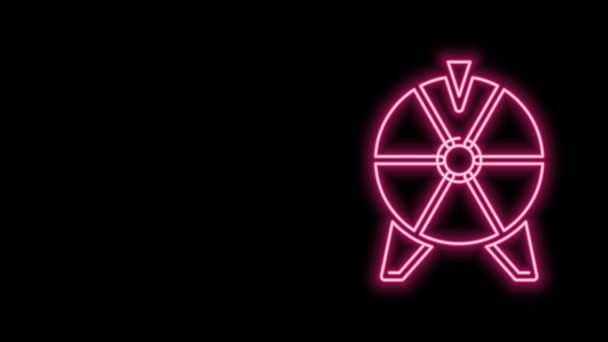 Gloeiende neon lijn Lucky wiel pictogram geïsoleerd op zwarte achtergrond. 4K Video motion grafische animatie — Stockvideo